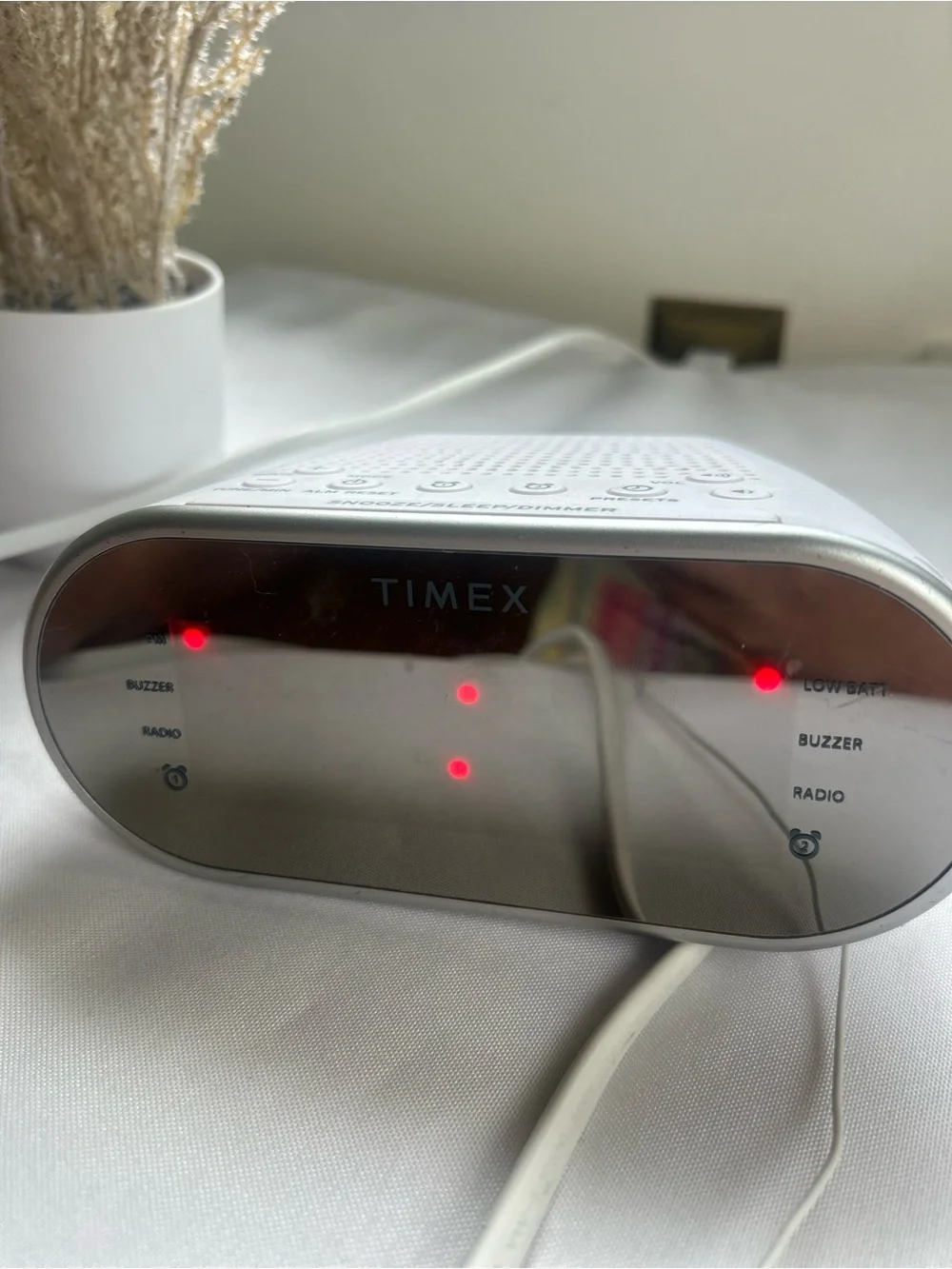Timex Digital Alarm Clock - White with Red LED